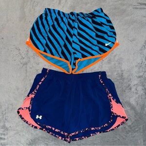 Nike Dri-Fit and Under Armour Athletic Running Shorts Women’s Size Small